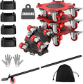 LOYAL TIGER Furniture Dolly & Movers 4-Pack 3000lbs - Heavy Duty Interlocking Furniture Sliders with No Scratch Design, Safe for Hardwood Floors, for Sofa/Refrigerator/Piano Moving (Red, 7in)