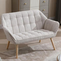 QUINJAY 48" Small Loveseat Sofa, Modern Linen Fabric Mini Sofa Couch 2-Seater Love Seat with Quilting Backs and Wood Legs for Living Room, Bedroom and Small Space, Beige