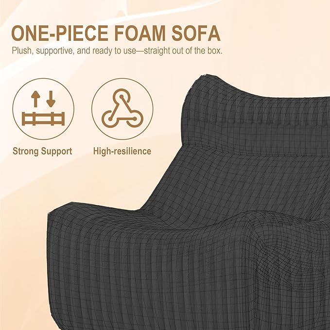 Bean Bag Chairs, Giant Bean Bag Chair for Adults, Memory Foam Lounge Chair, Comfy Lazy Floor Chair, Bean Bag Sofa for Living Room, Bedroom and Office, Single Bean Bag (Black)