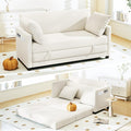 65" Convertible Loveseat Sofa Bed, 2-in-1 Folding Sofa Bed with 2 Pillow for Small Spaces, Modern Loveseat Sleeper Couch for Apartment, Living Room & Guest Room (Beige Chenille, 65 inch)