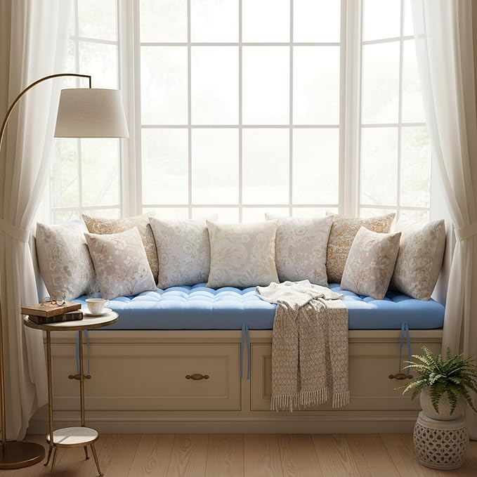 Vercraft Long Floor Cushion Large Floor Cushion with Brushed Cotton 74.8 x 27.5 x 3.15 in Jumbo Lounger Pillow for Outdoor Indoor Bay Window Meditation Yoga Reading Sleeping (Light Blue)