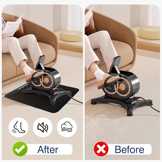 MoyRetty Non-Slip Workout Mat for Under Desk Elliptical(23.6x15.7 inches), Ellipse Leg Exerciser Machine Mat, Suitable for Electric Seated Foot Pedal Exerciser, Stability and Floor Protection
