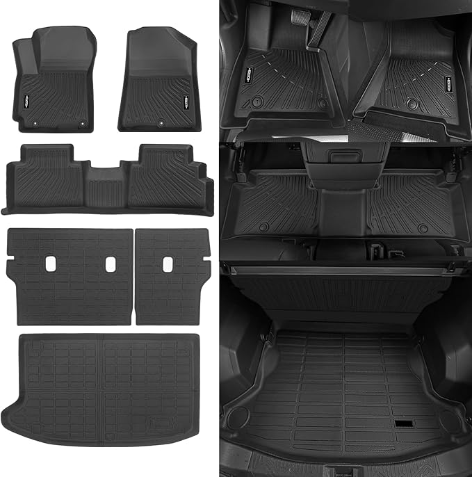All Weather Floor Mats Fit for Kia Soul 2020-2025(Fit Cargo Floor in Upper Position) Floor Mats & Trunk Mat & Backrest Mat Replacement for Kia Soul Accessories Anti-Slip Floor Liner