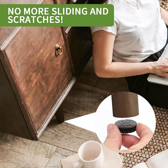 COVERCORNER Non Slip Furniture Pads 60 PCS - 36 pcs 1” Round + 24 pcs 2" Square - Anti Slip Furniture Pads - Self Adhesive Rubber Feet Furniture Feet - Chair Leg Floor Protectors
