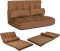 KOMFOTT Adjustable Floor Sofa Bed, Foldable Lazy Sofa Sleeper Bed with 6 Position Backrest & 2 Pillows, Convertible Futon Couch Bed with Suede Cloth Cover, Lounge Recliner for Living Room (Coffee)