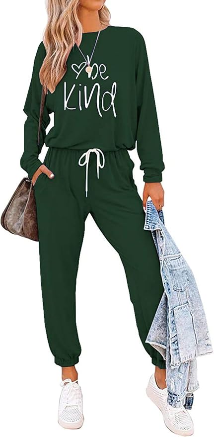 PRETTYGARDEN Women Fall 2 Piece Lounge Outfit Long Sleeve Tops High Waisted Jogger Pants Set Spring Travel Clothes Tracksuit