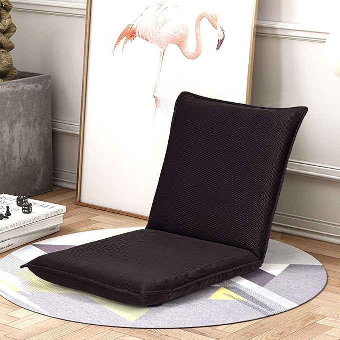 BestComfort Set of 2 Folding Floor Chair 6-Position Adjustable Meditation Chair Video Gaming Chair for Reading TV Watching, Portable Floor Seat Lounge Sofa Chair for Kids Teens Adult, Coffee
