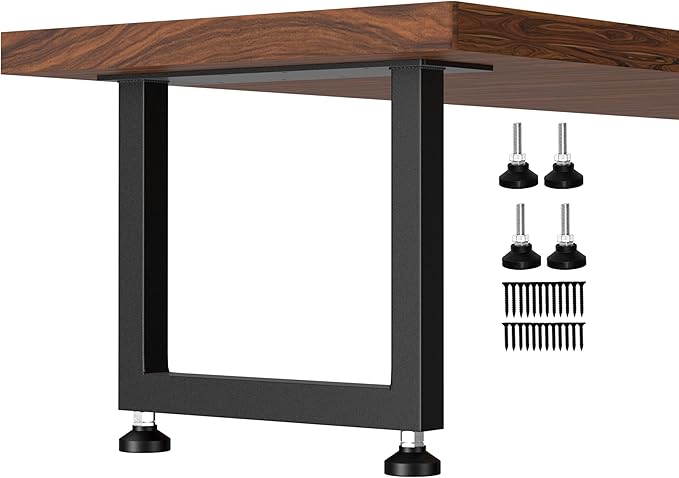 CHICAURA Heavy-Duty Metal Table Legs, 16x16 inches, Modern Industrial Style Steel Square Frame, Suitable for Coffee Tables, Side Tables, etc., Load-Bearing Capacity of 800 pounds, 2-Piece Set (Black)