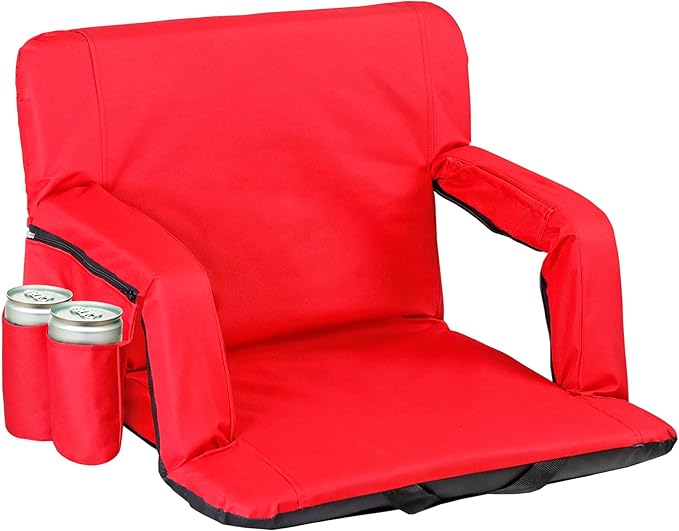 Smartxchoices 20.5"/24.5" Wide Stadium Seat Chair Bleacher Seats Padded with Back Support, Cushion, Arms, Pockets, Anchor Straps, Portable Folding Seat with Shoulder Straps