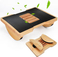 Wood Foot Rest for Under Desk at Work, Ergonomic Foldable Footrest with Roller Massager for Enhanced Circulation & Comfort, Standing Desk Rocker Balance Board for Office & Home