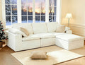 ANONER 108" Cloud Sectional Couches for Living Room, Boneless L Shaped Modular Sectional Sofa with Ottoman, Deep Seats Comfy Chenille Cloud Couch, Convertible, No Assembly, Beige