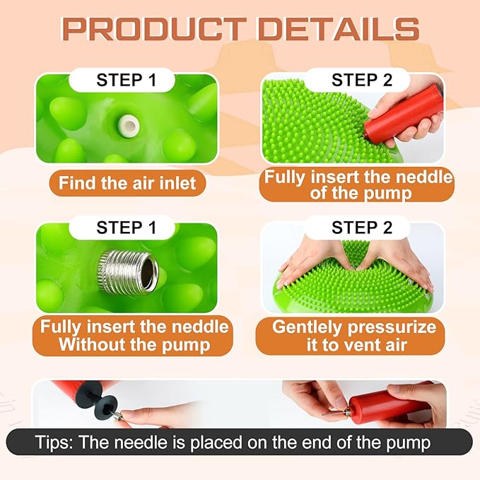 Amylove 6 Pcs Wiggle Seat Inflated Wobble Cushion for Sensory Kid 13 Inch Balance Disc Kids Flexible Seating Exercise Sensory Pad Chair Cushion for Classroom Office School