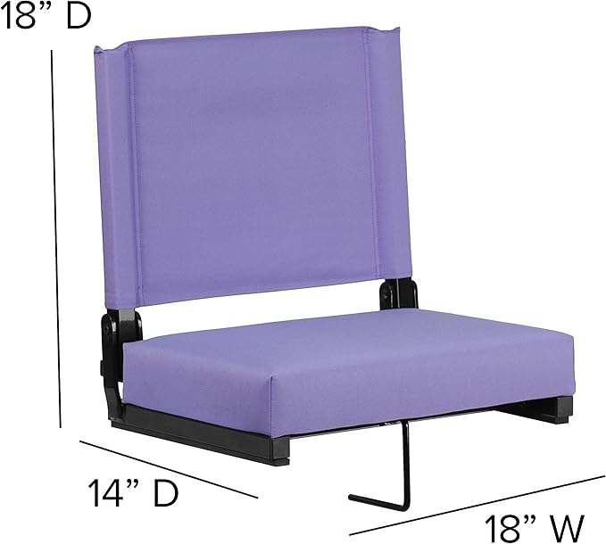 Flash Furniture Grandstand Portable Stadium Seats for Bleachers or Benches, Folding Padded Stadium Chairs with Handle, Pack of 2, 500 lb. Weight Capacity, Purple