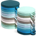 Huwena 24 Pack Floor Cushions 12x12inch Classroom Floor Seating Pillows Bulk Kids Flexible Cushion with Handles for Home School Kindergarten Daycare Nursery(Blue and Green,Round)