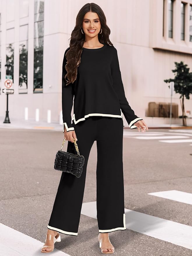 YOKGO Petite Lounge Sets for Women Long Sleeve Sweater Pajama Sets Sweatsuits 2 Piece Pant Sets Tracksuit Travel Outfits