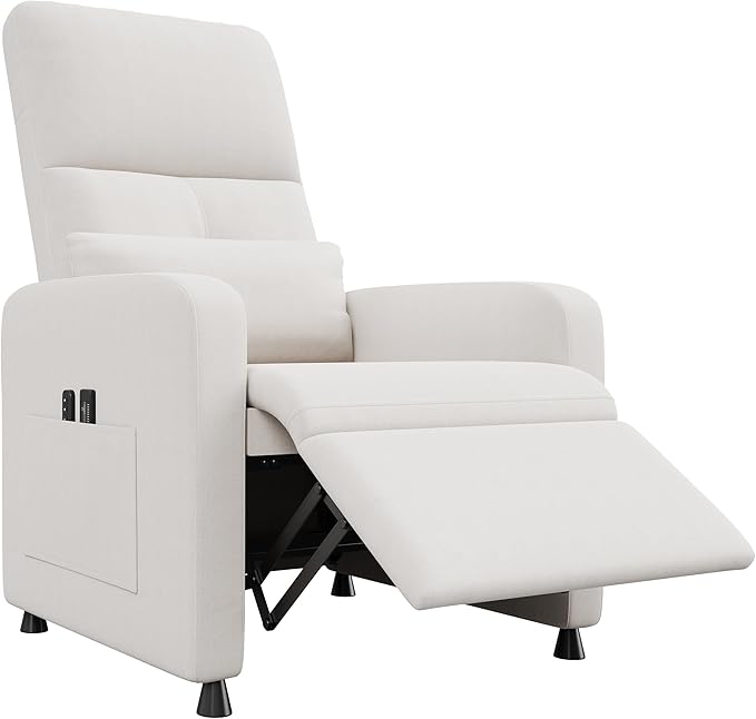 GarveeHome Power Recliner Chair, Adjustable Electric Recliner Ergonomic Overstuffed Single Sofa, Tall Back, Padded Seat, 2 Side Pockets and USB Port, Home Theater Seating for Living Room