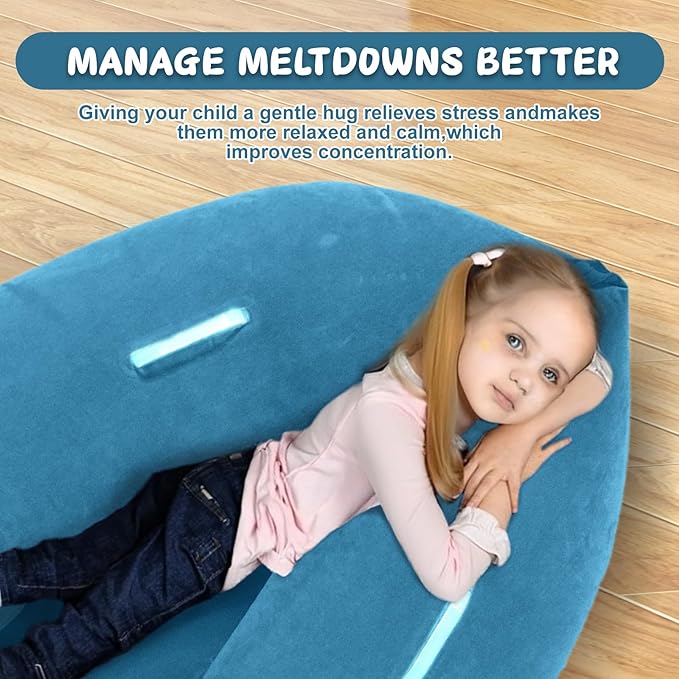 Toggloo Upgraded Sensory Chair for Kids — 60" Sensory Pod Sitting for Autistic Children, Peapod Canoe, Inflatable Peapod for Children, ADHD Sensory Pea Pod with Electric Air Pump,Light Blue