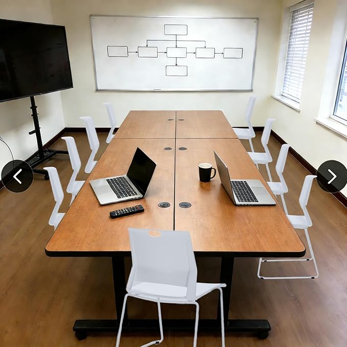 White Stacking Chairs Set of 4, Modern Stackable Office Chairs with Wide Plastic Seat & Metal Sled Base for Waiting Room Break Room Conference Church Banquet Lobby