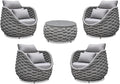 Erotr Front Porch Furniture Set: 5 Pieces Aluminum Patio Conversation Set All Weather - Cushioned Outdoor Sofa Set Assembled - Modern Metal Couch Seating for 400lbs Deck Garden Poolside Hotel - Gray
