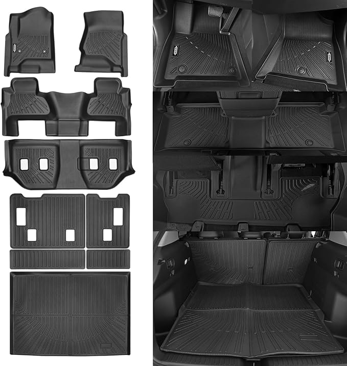 Floor Mats Fit for 2015-2020 Chevrolet Suburban/GMC Yukon XL 7 Seats Bucket Seats Floor Mats & Trunk Mat & Backrest Mats Replacement All Weather for Chevrolet Suburban Floor Liner Accessories