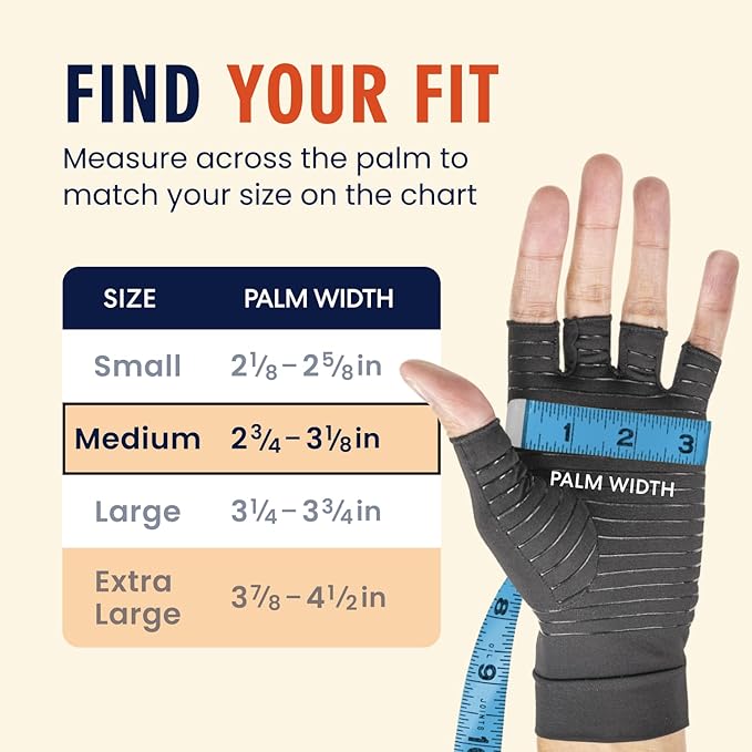 Dr. Frederick's Original Copper Compression Arthritis Gloves - Doctor-Developed Hand Pain Relief for Arthritis, Carpal Tunnel & Tendonitis - All-Day Comfort, Typing & Daily Use - Fingerless, Medium