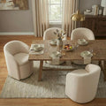 Upholstered Dining Chairs with Casters, Rolling Modern Dining Room Chairs with Hidden Storage & Barrel Backrest, Easy Assembly Accent Chair for Bedroom, Living Room, Dressing, Sand Fabric,4PCS