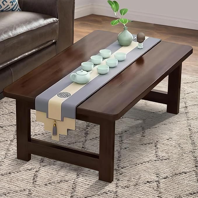 robwibw Japanese Floor Sitting Table, Folding Wood Tea Table Chabudai Japanese Coffee Table Low Table for Living Room Home Tatami Office (A 47.2 * 19.6 * 13.7 INCH)