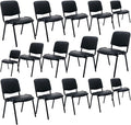 Black Stackable Office Chairs no Arms Set of 15, PU Leather Reception Chairs Ergonomic Conference Desk Chairs Guest Chairs for Meeting/Events/Hall/Training Room