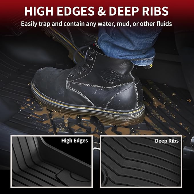 LASFIT Floor Mats & Cargo Mat for Mercedes Benz GLC SUV 2026 2025 2024 2023 GLC300 / GLC43 AMG / GLC63 AMG S E (Not for Coupe & PHEV (350e)), All Weather TPE Floor Liners & Trunk Mat