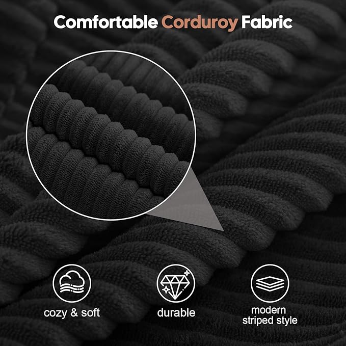 COMAX Folding Sofa Bed, Foldable Couch for Bedroom, Convertible Floor Sleeper Futon Chair Foam, Corduroy 3 in 1 Fold Out Chair Portable Comfy Lounge Couch Sofa Bed for Small Space, Full, Black