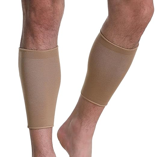 NeoTech Care Calf Compression Sleeve for Calves Support or Shin Splint (Beige Color, Size XL, 1 Pair)