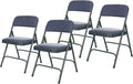 OEF Furnishings OEF2200 Series Heavy-Duty Premium Fabric Padded Upholstery Double-Hinged Folding Chairs (4-Pack, Midnight Blue)