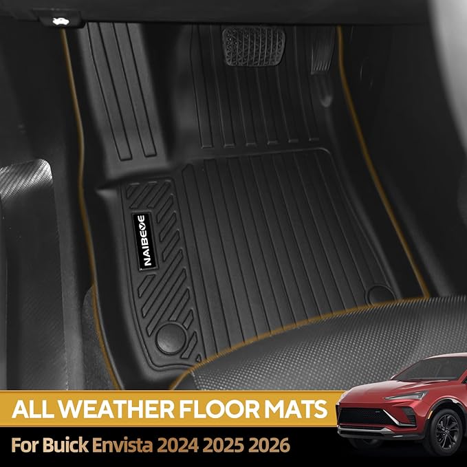 Naibeve Floor Mats for Buick Envista 2024 2025 2026 - All Weather for Buick Envista Floor Mats & Cargo Mat with Backrest Mats Waterproof Interior Accessories