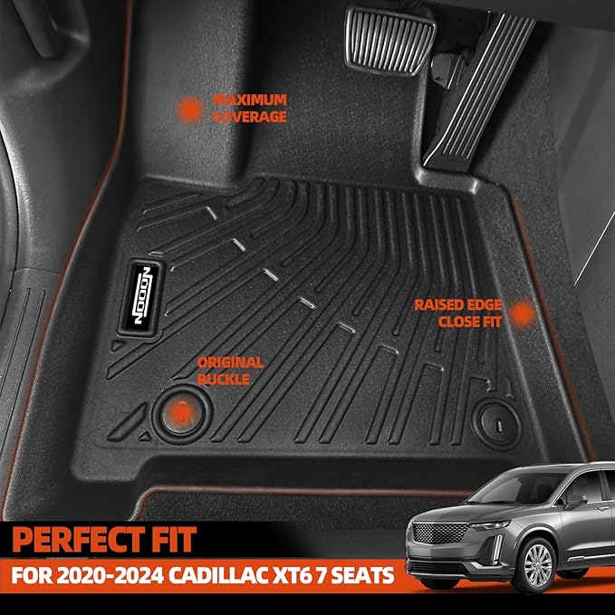 Floor Mats for 2020-2025 2026 Cadillac XT6 7 Seats Floor Mats & Trunk Mat & Backrest Mats All Weather for Cadillac XT6 Accessories Guard Odorless Anti-Slip Floor Liner