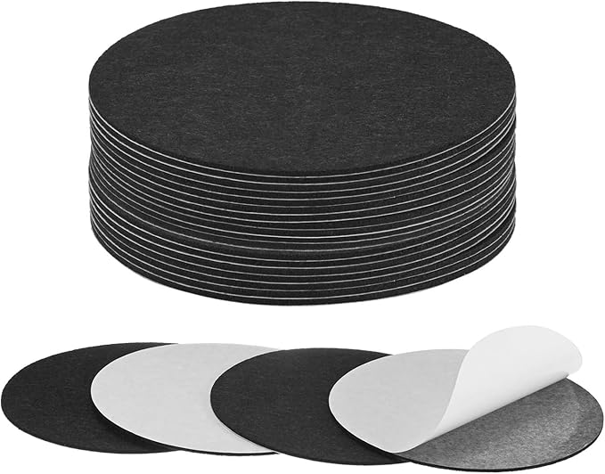 20-Pack Lamp Base Felt, 6 Inch Dia. 2mm Thick Self Adhesive Round Fabric Felt Pads for Lamp/Furniture/DIY, Non-Slip Fiber Backed Patch Circles with Adhesive Backing [Black]