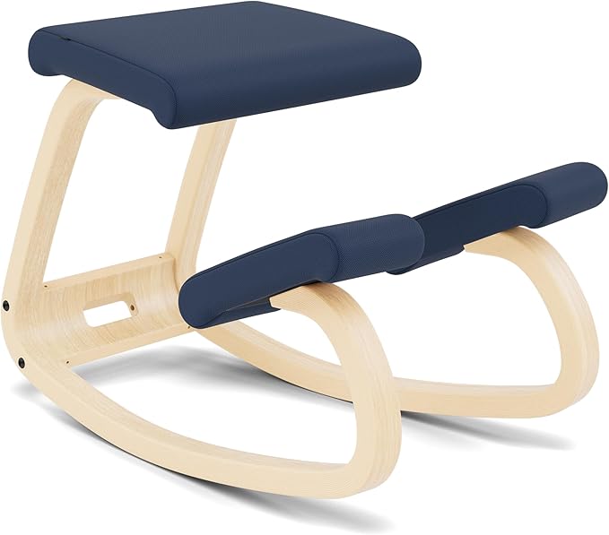 Varier Variable Natural/Blue Ergonomic Office Kneeling Chair – Active Sitting, Rocking Seat for Home, Study & Posture Support – 10 Year Quality Guarantee