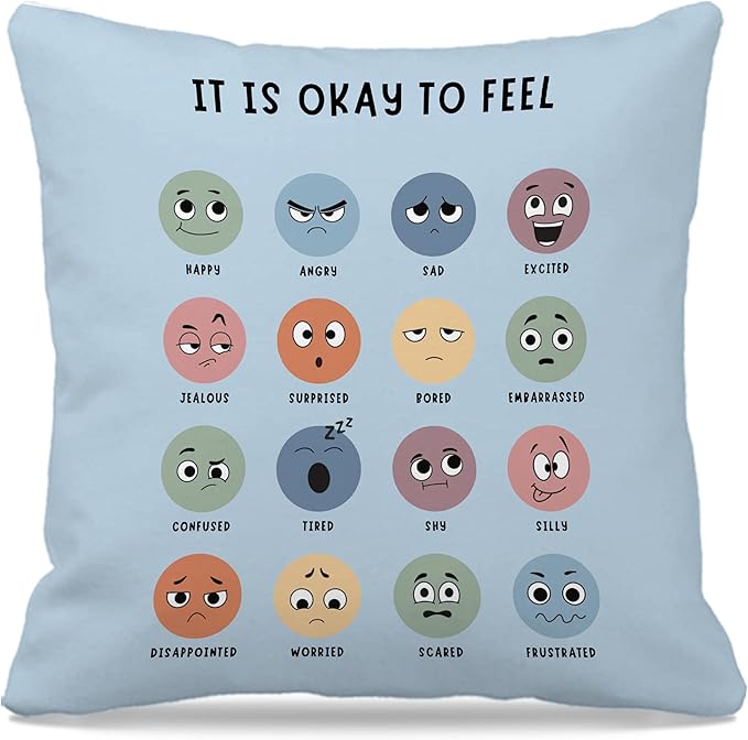 Nogrit Counseling Office Must Haves Blue Pillow Cover, Calming Corner, Mental Health Pillowcase Decor for Home Kids,Mental Health Counselor Gifts, Calming Corner Pillow Covers 24x24