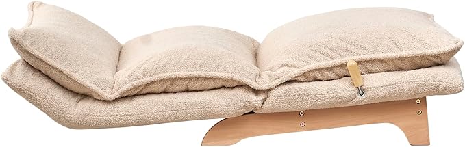 Floor Chair Single Lazy Sofa Leisure Balcony Reclining Japanese Tatami Adjustable Recliner with Ottoman for Living Room, Bedroom, Indoor Use (Stacked Footstool, Beige)