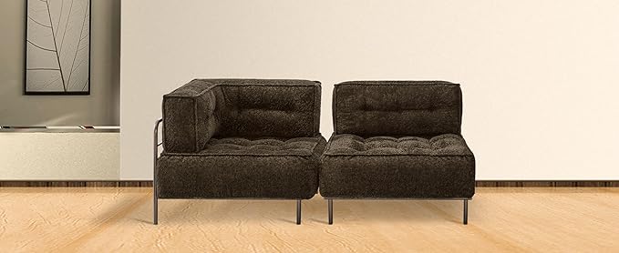 MCombo Modular Sofa Couch with Removable Cushion, Accent Sofa Chair, Upholstered Sofa for Living Room, Apartment, Office (Chocolate, Two Seats)