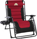 Colegence Oversized Padded Zero Gravity Lounge Chair, Foldable Patio Anti Gravity Reclining Chairs Folding Lawn Recliner with Cup Holder for Yard, Camping, Outdoor, Support 350 LBS, Burgundy