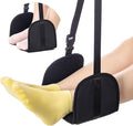 Airplane Footrest Hammock, Adjustable Portable Travel Footrest with Thickened Foam, PVC Board, Breathable Soft Lining (Black)