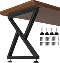 KOSEOO Heavy Duty Metal Table Legs 28 x 28 inch, Industrial Desk Legs with Adjustable Feet, 1200lbs Capacity, Sturdy X-Frame No Wobble Design for Office Desk, Kitchen Table Base, DIY-Set of 2, Black