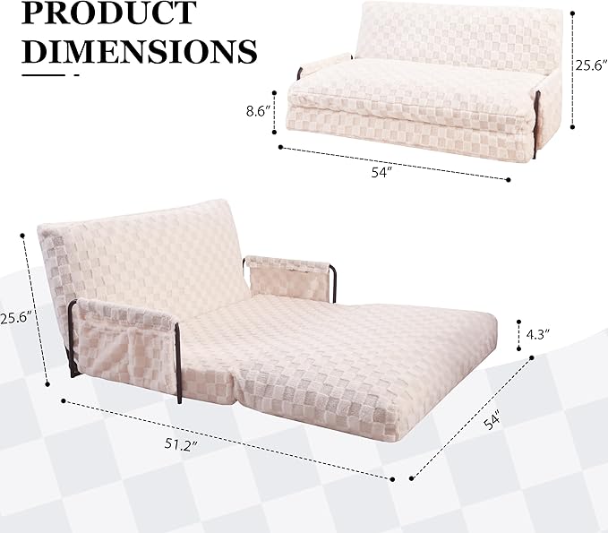 YOSHOOT Adjustable Lazy Floor Sofa, 5-Position Foldable Sleeper Chair with Armrest for Reading, Gaming - Convertible Bean Bag Sofa Bed Couch