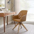 Art Leon Mid Century Modern Swivel Accent Chair with Arms, Beech Wood Legs Leather Upholstered Computer Desk Chair for Small Spaces Home Office Living Room Bedroom, Claybank