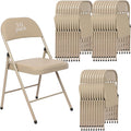 30 Pack Khaki Padded Folding Chairs Set - Comfortable Stackable Portable Chairs for Indoor Outdoor, Events, Parties, Office, Wedding (PU Leather, Urban Khaki,School Chair)