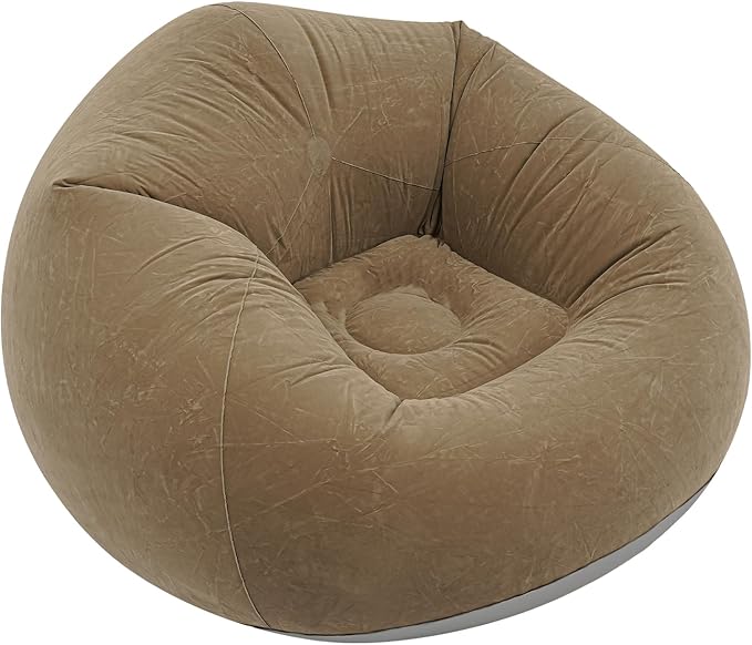 DYRABREST 6 Pcs Bean Bag Chairs for Adults, Inflatable Chairs with Air Pump, Folding Blow Up Couch, Flocking Portable Lazy Sofa for Movie Night, Living Room, Camping (Brown)