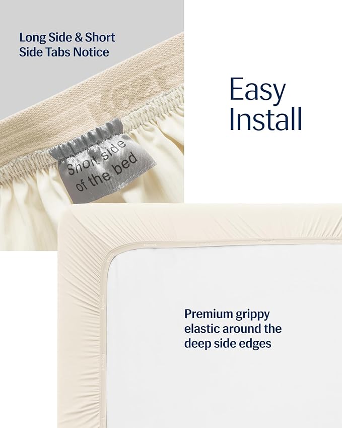 REST® Evercool®+ Fitted Sheet, Twin Size, Snow Ivory, 13" Deep (up to 15’’), Breathable Bedding for Hot Sleeper and Night Sweats, Bed Sheet with Ionic+ Self-Cleaning Silver Yarn for Sensitive Skin