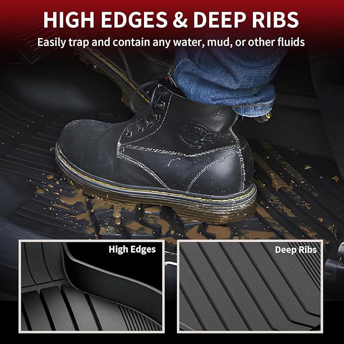 LASFIT Floor Mats 2019-2023 2024 2025 for BMW 3 Series G20 3 Series 330i 330e M3 M340i Accessories Sedan Only, Custom Fit TPE All Weather Car Liners 1st & 2nd Row Full Set, Black(NOT for GT & 2 Door)