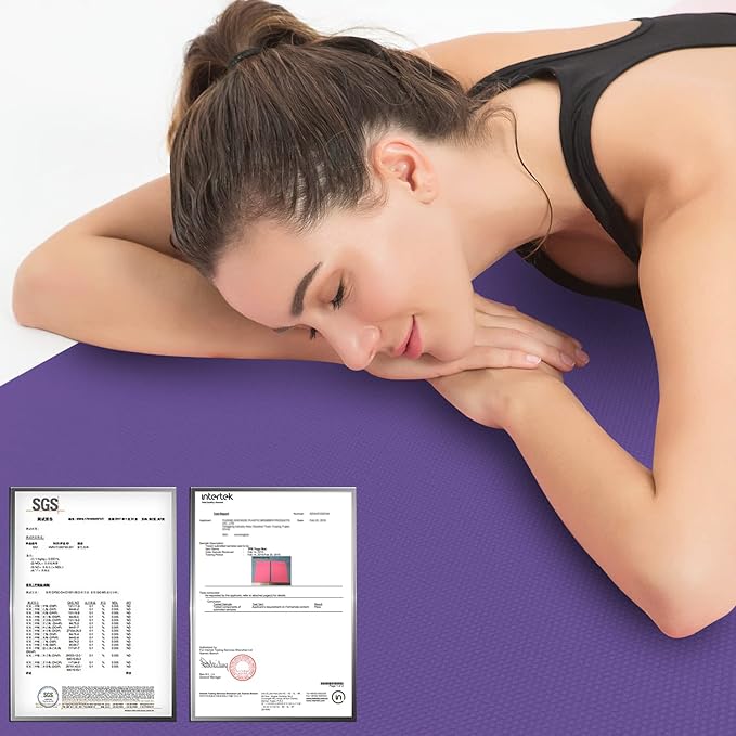 Hatha Yoga Thick TPE Yoga Mat 72"x 27"x1/3 inch Non Slip Eco Friendly Exercise Mat for Yoga Pilates & Floor Workouts