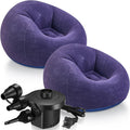 Realspring 2 Pcs Inflatable Bean Bag Chairs with Electric Air Pump Outdoor Blow up Chair Inflatable Lazy Sofa Folding Portable Loungers Couch for Living Room Bedroom(Blue)